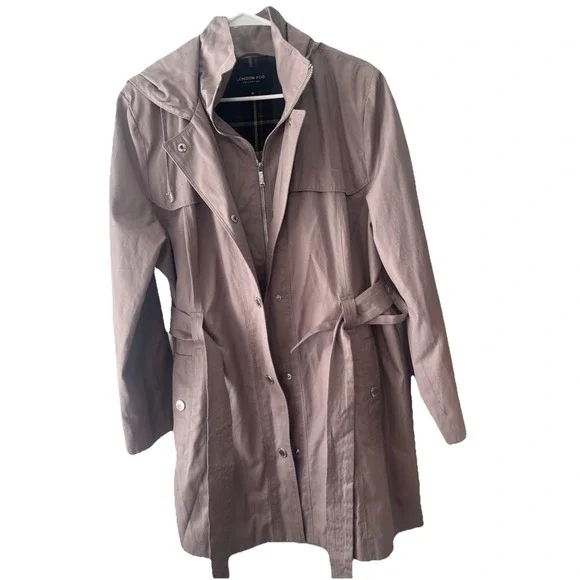 London Fog Tower Women's Trench Coat Jacket Size X-Large Rose Gold Belted - Picture 6 of 14
